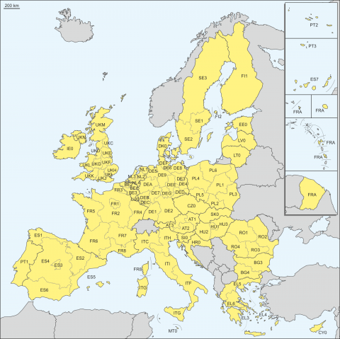 Podziału państw Unii Europejskiej na jednostki NUTS 1 obowiązujący od 1 stycznia 2015 r. do 31 grudnia 2017 r.