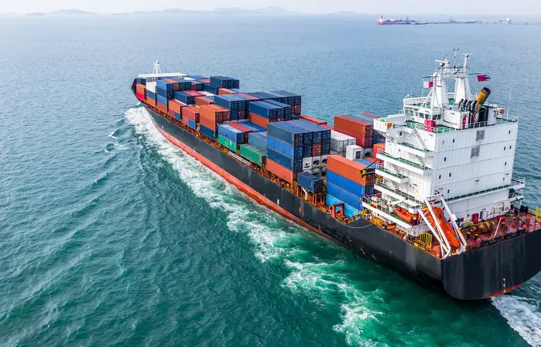 A container ship at sea