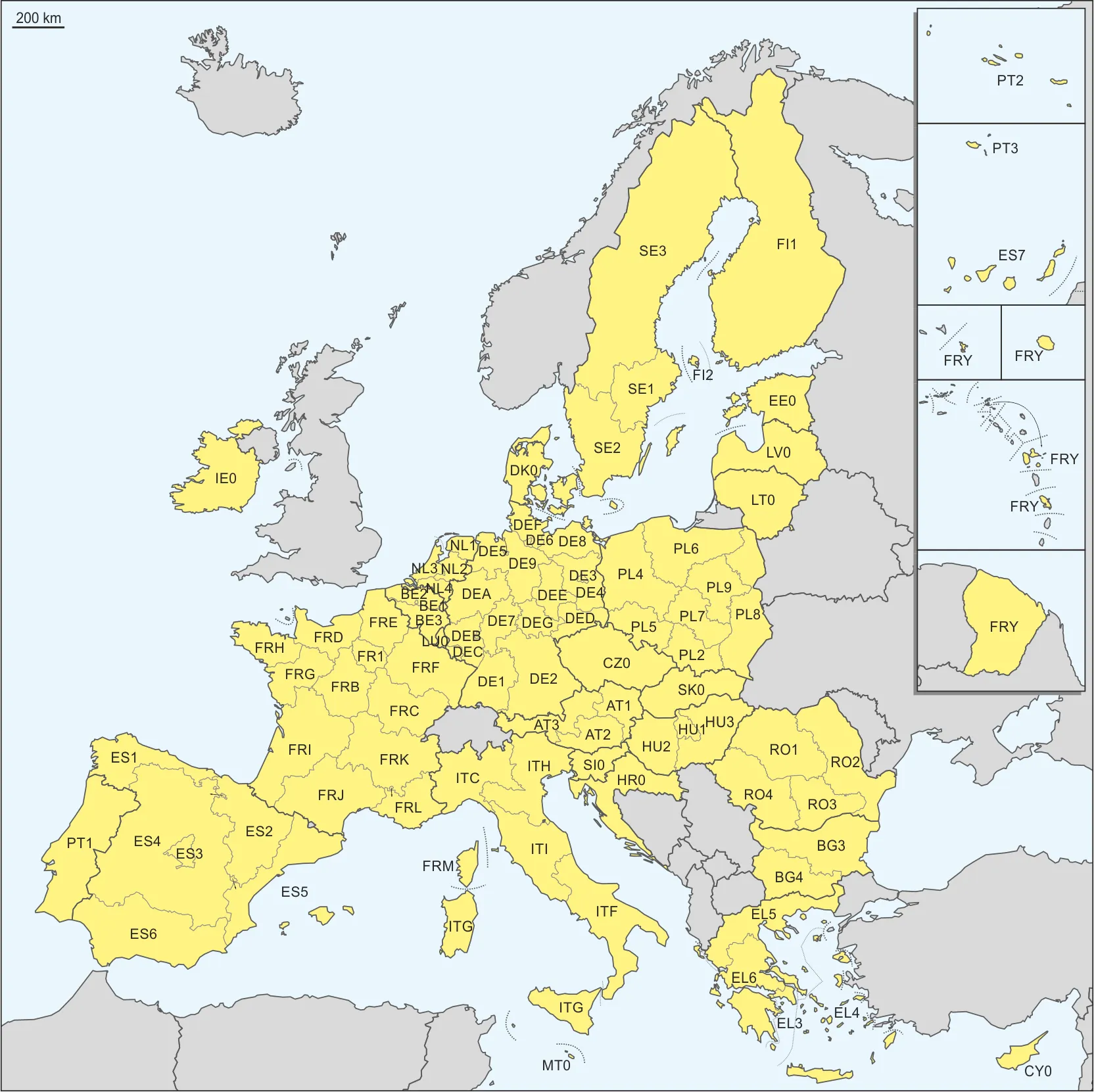  The division of the EU Member States on NUTS level 1 units, in force since 1 January 2021