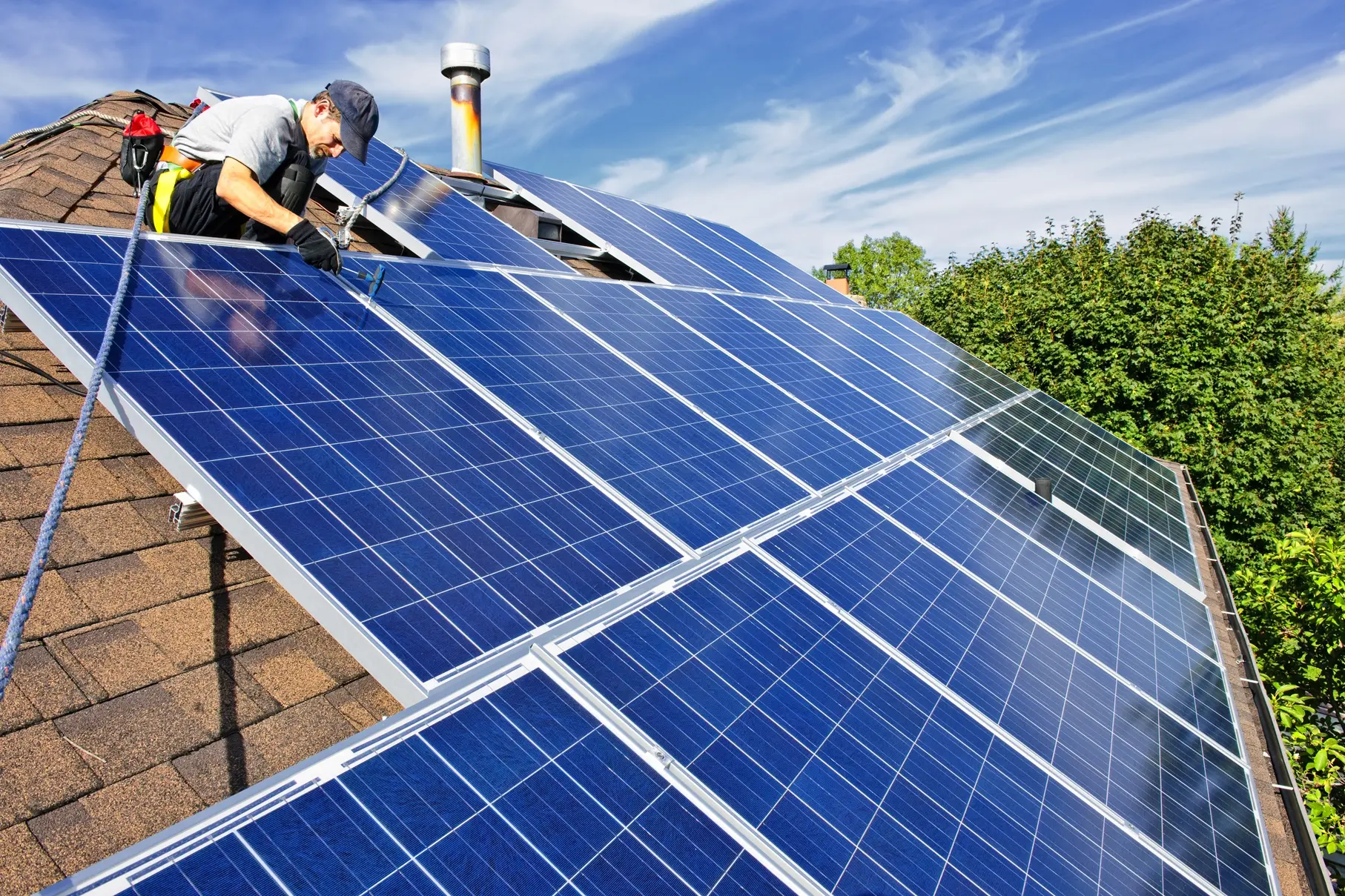Solar panels on the roof