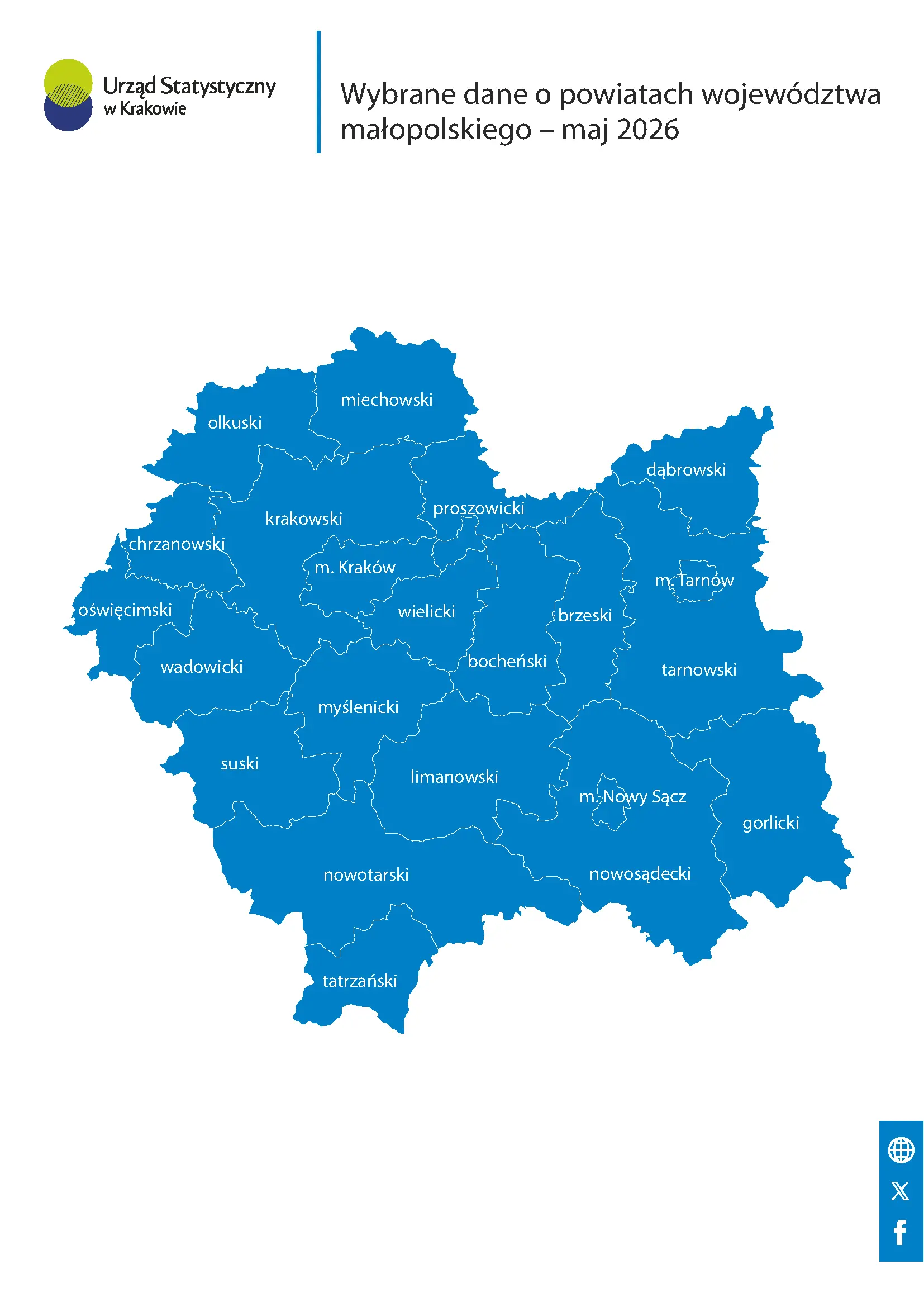 Wybrane dane o powiatach województwa małopolskiego - maj 2026