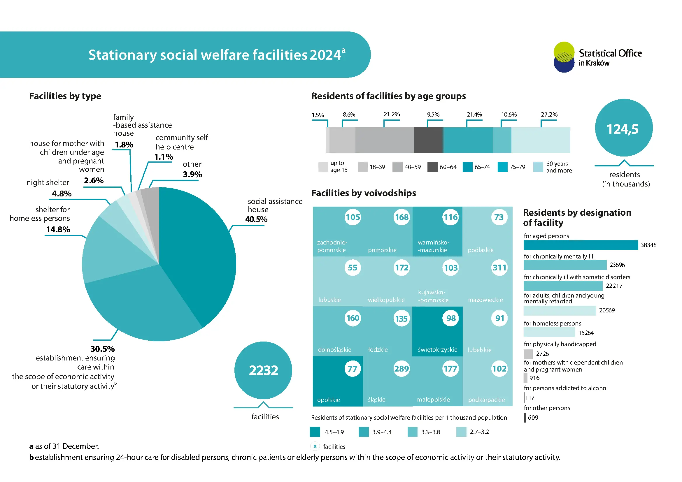 Stationary social welfare facilities 2024. Infographic