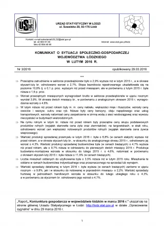 Powiększ obraz: Komunikat  o  sytuacji  społeczno-gospodarczej  województwa  łódzkiego  (  luty  2016  r.)