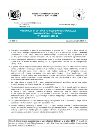 Powiększ obraz: Komunikat  o  sytuacji  społeczno-gospodarczej  województwa  łódzkiego  (grudzień  2017  r.)