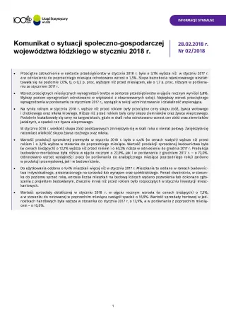 Powiększ obraz: Komunikat  o  sytuacji  społeczno-gospodarczej  województwa  łódzkiego  (styczeń  2018  r.)