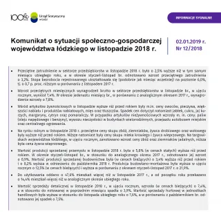 Powiększ obraz: Komunikat  o  sytuacji  społeczno-gospodarczej  województwa  łódzkiego  (listopad  2018  r.)