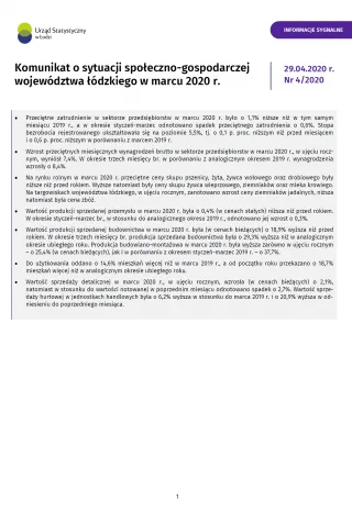 Powiększ obraz: Komunikat  o  sytuacji  społeczno-gospodarczej  województwa  łódzkiego  (marzec  2020  r.)
