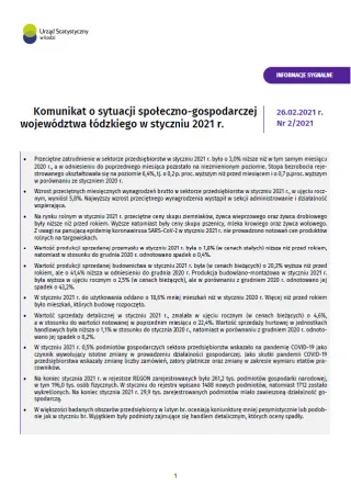 Powiększ obraz: Komunikat  o  sytuacji  społeczno-gospodarczej  województwa  łódzkiego  (styczeń  2021  r.)