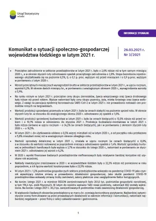 Powiększ obraz: Komunikat  o  sytuacji  społeczno-gospodarczej  województwa  łódzkiego  (luty  2021  r.)