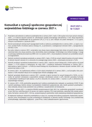 Powiększ obraz: Komunikat  o  sytuacji  społeczno-gospodarczej  województwa  łódzkiego  (czerwiec  2021  r.)