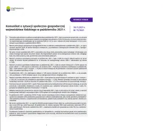 Powiększ obraz: Komunikat  o  sytuacji  społeczno-gospodarczej  województwa  łódzkiego  (październik  2021  r.)