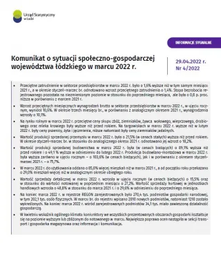 Powiększ obraz: Komunikat  o  sytuacji  społeczno-gospodarczej  województwa  łódzkiego  (marzec  2022  r.)