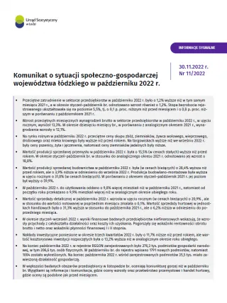 Powiększ obraz: Komunikat  o  sytuacji  społeczno-gospodarczej  województwa  łódzkiego  (październik  2022  r.)