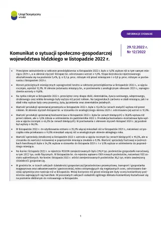 Powiększ obraz: Komunikat  o  sytuacji  społeczno-gospodarczej  województwa  łódzkiego  (listopad  2022  r.)