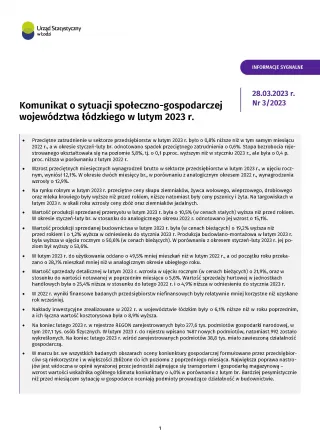Powiększ obraz: Komunikat  o  sytuacji  społeczno-gospodarczej  województwa  łódzkiego  (luty  2023  r.)
