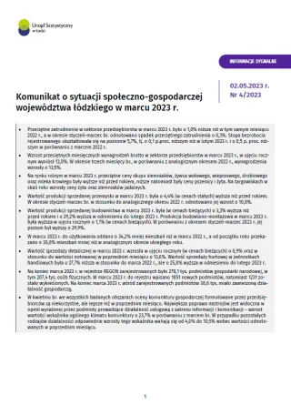 Powiększ obraz: Komunikat  o  sytuacji  społeczno-gospodarczej  województwa  łódzkiego  (marzec  2023  r.)