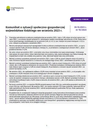 Powiększ obraz: Komunikat  o  sytuacji  społeczno-gospodarczej  województwa  łódzkiego  (wrzesień  2023  r.)