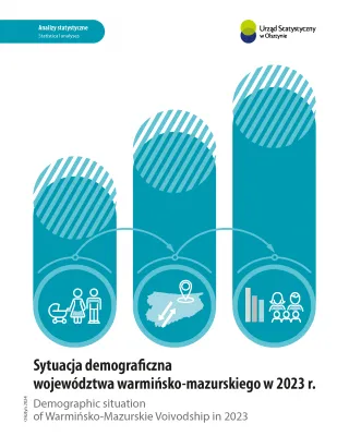 Powiększ obraz: Okładka publikacji pt. Sytuacja demograficzna województwa warmińsko-mazurskiego w 2023 r.