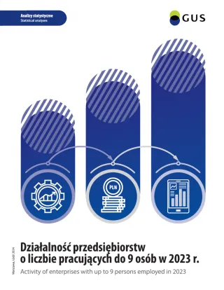 Powiększ obraz: Okładka  publikacji  Działalność  przedsiębiorstw  o  liczbie  pracujących  do  9  osób  w  2023  roku