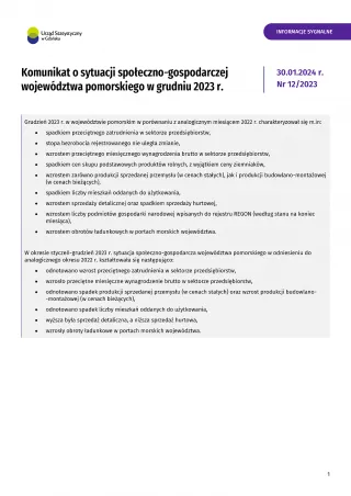 Powiększ obraz: Pierwsza  strona  opracowania  -  szczegóły  w  pliku  komunikat  grudzień  2023.pdf