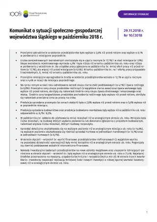 Powiększ obraz: Komunikat  o  sytuacji  społeczno-gospodarczej  województwa  śląskiego  –  październik  2018
