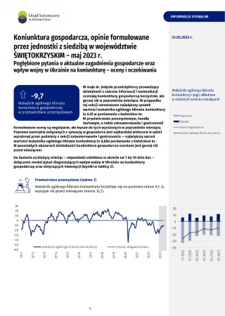 Powiększ obraz: obrazek  przedstawia  pierwszą  stronę  informacji  sygnalnej,  zawiera  tekst  i  wykresy