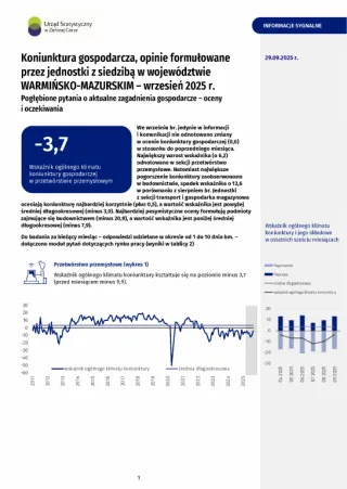 Powiększ obraz: Koniunktura gospodarcza w województwie warmińsko-mazurskim we wrześniu 2025 r.