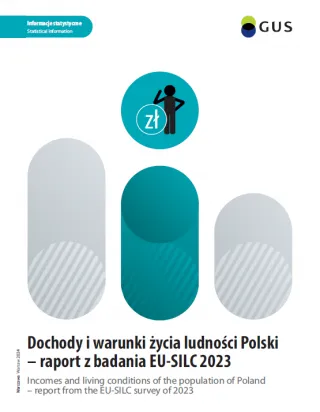 Powiększ obraz: Okładka  publikacji  "Dochody  i  warunki  życia  ludności  Polski  -  raport  z  badania  EU-SILC  2023"