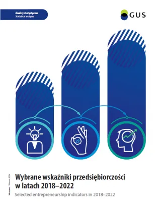 Powiększ obraz: Okładka  publikacji  "Wybrane  wskaźniki  przedsiębiorczości  w  latach  2018-2022"