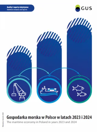 Powiększ obraz: okładka do publikacji "Gospodarka morska w Polsce w latach 2023 i 2024"