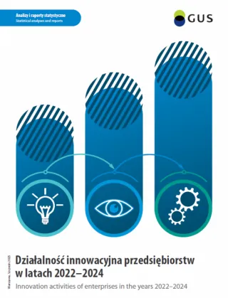 Powiększ obraz: Okładka publikacji "Działalność innowacyjna przedsiębiorstw w latach 2022-2024"