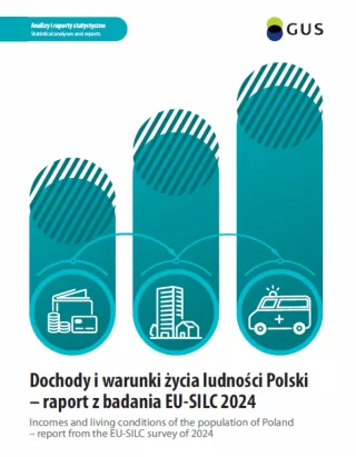 Powiększ obraz: Okładka publikacji "Dochody i warunki życia ludności Polski - raport z badania EU-SILC 2024"