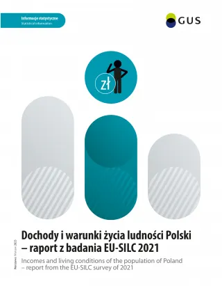 Powiększ obraz: Okładka publikacji Dochody i warunki życia ludności Polski - raport z badania EU-SILC 2021