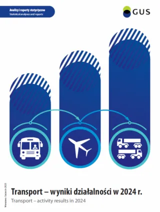 Powiększ obraz: Cover of the publication entitled Transport - activity results in 2024
