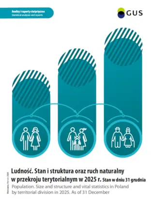 Powiększ obraz: Book cover Population. Size and structure and vital statistics in Poland by territorial division in 2025. As of 31 December 