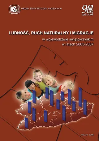 Powiększ obraz: Ludność, ruch naturalny i migracje w województwie świętokrzyskim w latach 2005-2007 - okładka
