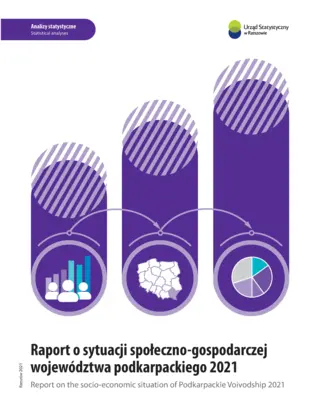 Powiększ obraz: Cover of the publication Report on the socio-economic situation of Podkarpackie Voivodship in 2021 