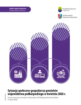 Powiększ obraz: Cover of the publication Socio-economic situation of powiats of Podkarpackie Voivodship in April 2026