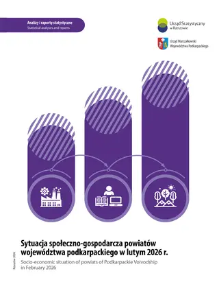 Powiększ obraz: Cover of the publication Socio-economic situation of powiats of Podkarpackie Voivodship in February 2026
