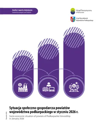 Powiększ obraz: Cover of the publication Socio-economic situation of powiats of Podkarpackie Voivodship in January 2026