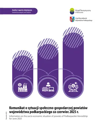 Powiększ obraz: Okładka opracowania Komunikat o sytuacji społeczno-gospodarczej powiatów województwa podkarpackiego za czerwiec 2025 r.