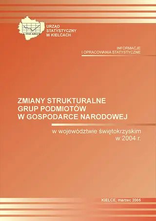 Powiększ obraz: Zmiany strukturalne grup podmiotów w gospodarce narodowej w województwie świętokrzyskim w 2004 r. - okładka