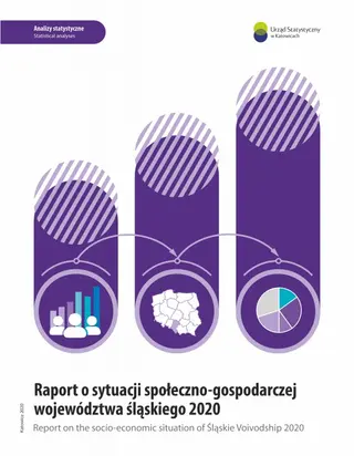 Powiększ obraz: Cover of the publication entitled Report on the socio-economic situation of Śląskie Voivodship 2020