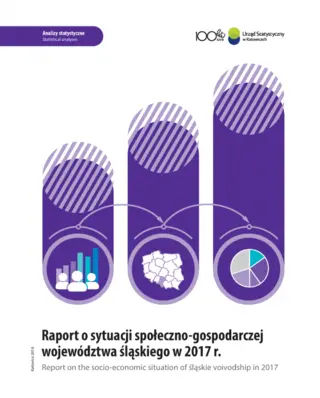 Powiększ obraz: Cover of the publication entitled Report on the socio-economic situation of śląskie voivodship in 2017