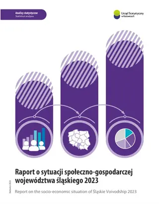 Powiększ obraz: Cover of the publication entitled Report on the socio-economic situation of Śląskie Voivodship 2023