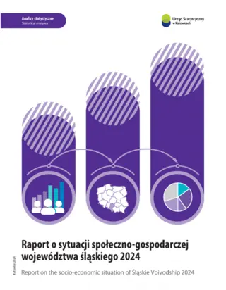 Powiększ obraz: Cover of the publication entitled Report on the socio-economic situation of Śląskie Voivodship 2024